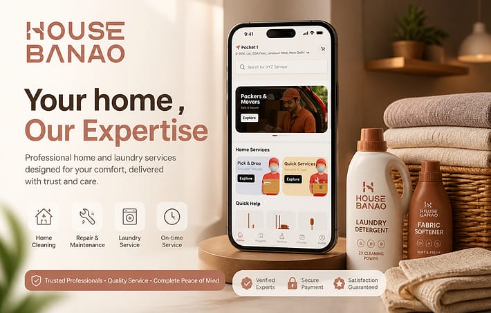 HouseBanao mobile app development project screen built by AY Technologies