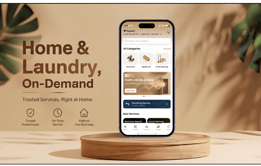 Hozo Homes home services app portfolio showcase from AY Technologies' home services app development work